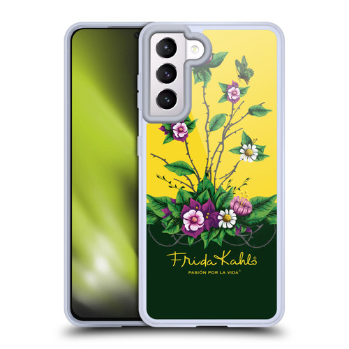 Frida Kahlo Purple Florals Shrub Soft Gel Case for Samsung Galaxy S21 5G & MagSafe