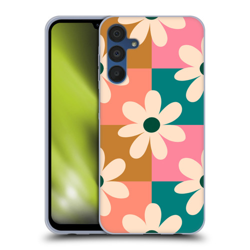 Gabriela Thomeu Retro Daisy Checkered Colors Soft Gel Case for Samsung Galaxy A15 & MagSafe