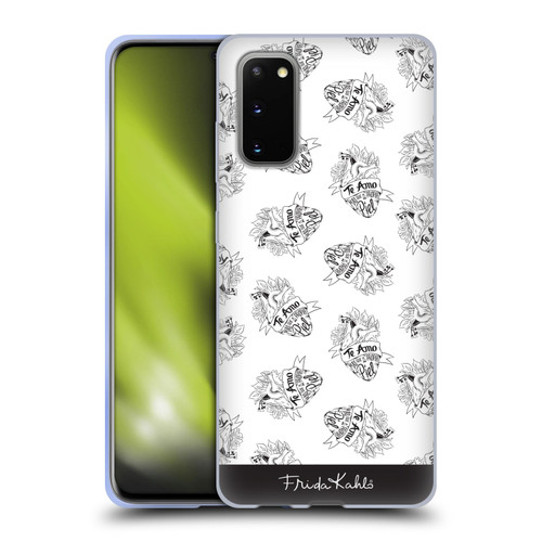 Frida Kahlo Typography White Heart Soft Gel Case for Samsung Galaxy S20 / S20 5G