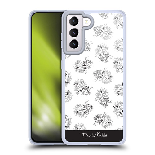 Frida Kahlo Typography White Heart Soft Gel Case for Samsung Galaxy S21 5G & MagSafe