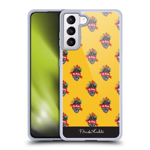 Frida Kahlo Typography Heart Pattern Soft Gel Case for Samsung Galaxy S21+ 5G & MagSafe