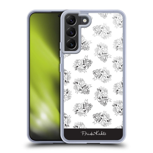 Frida Kahlo Typography White Heart Soft Gel Case for Samsung Galaxy S22+ 5G & MagSafe