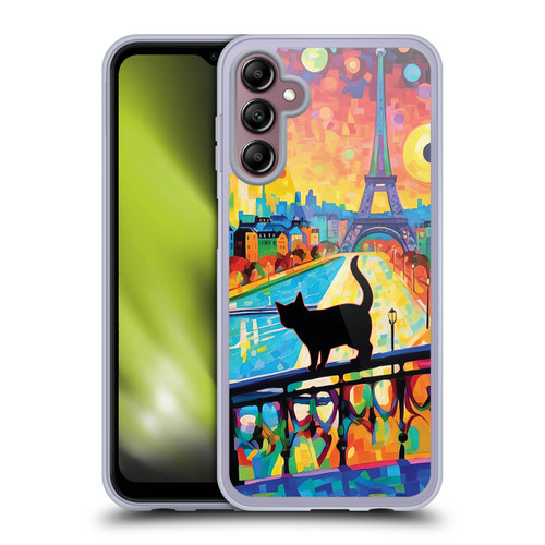 Michael David Ward Psychedelic Art Cat In Midnight Paris Soft Gel Case for Samsung Galaxy A14 5G
