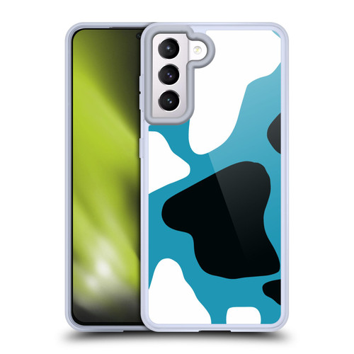 Grace Illustration Cow Prints Blue Soft Gel Case for Samsung Galaxy S21 5G & MagSafe