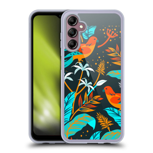 Haroulita Birds And Flowers Orange Blue Soft Gel Case for Samsung Galaxy A14 5G