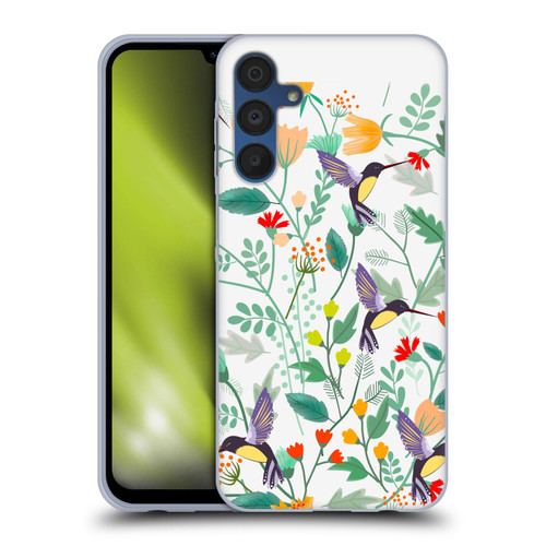 Haroulita Birds And Flowers Hummingbirds Soft Gel Case for Samsung Galaxy A15 & MagSafe