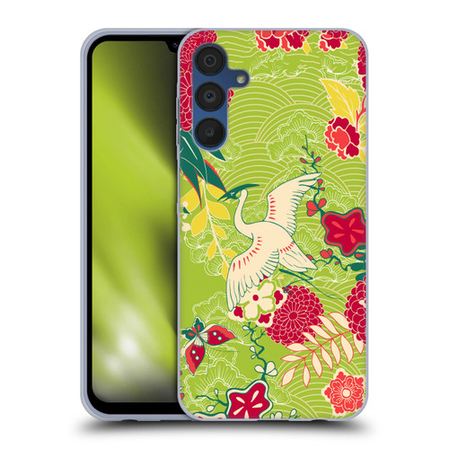 Haroulita Birds And Flowers Japanese Bird Soft Gel Case for Samsung Galaxy A15 & MagSafe