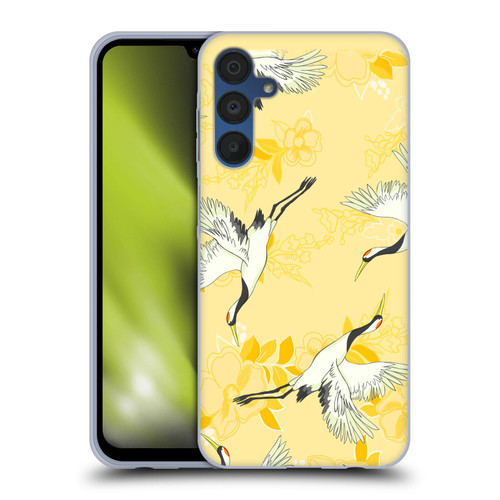 Haroulita Birds And Flowers Yellow Soft Gel Case for Samsung Galaxy A15 & MagSafe