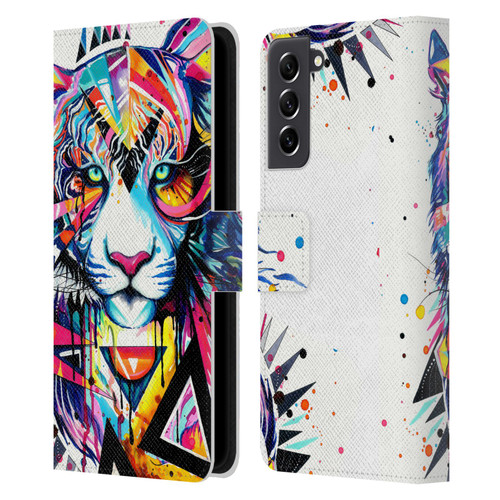 Pixie Cold Cats Shattered Tiger Leather Book Wallet Case Cover For Samsung Galaxy S21 FE 5G