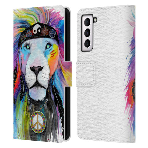 Pixie Cold Cats Hippy Lion Leather Book Wallet Case Cover For Samsung Galaxy S21 5G