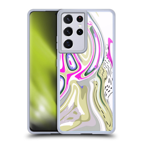 Haroulita Liquid Marble Magenta Swirl Soft Gel Case for Samsung Galaxy S21 Ultra 5G & MagSafe