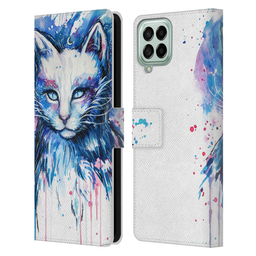 Pixie Cold Cats Space Leather Book Wallet Case Cover For Samsung Galaxy M33 (2022)