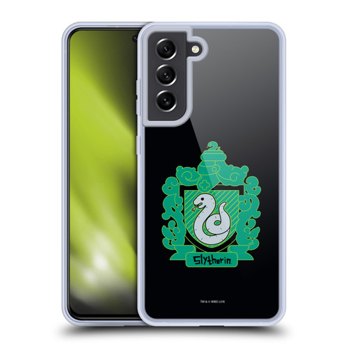 Harry Potter Deathly Hallows I Slytherin Crest Soft Gel Case for Samsung Galaxy S21 FE 5G & MagSafe