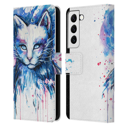 Pixie Cold Cats Space Leather Book Wallet Case Cover For Samsung Galaxy S22 5G