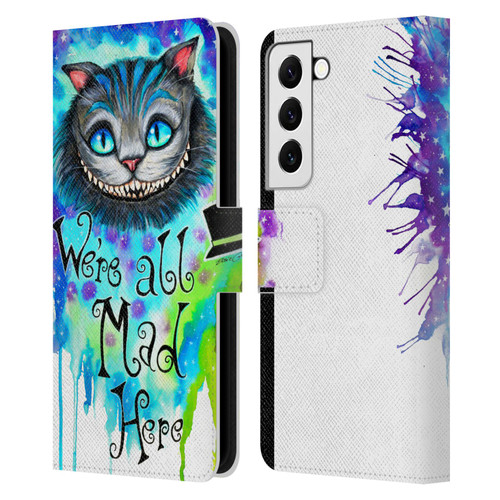 Pixie Cold Cats We Are All Mad Here Leather Book Wallet Case Cover For Samsung Galaxy S22 5G