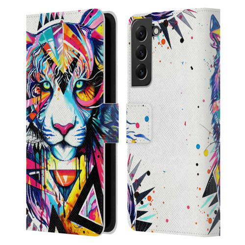 Pixie Cold Cats Shattered Tiger Leather Book Wallet Case Cover For Samsung Galaxy S22+ 5G