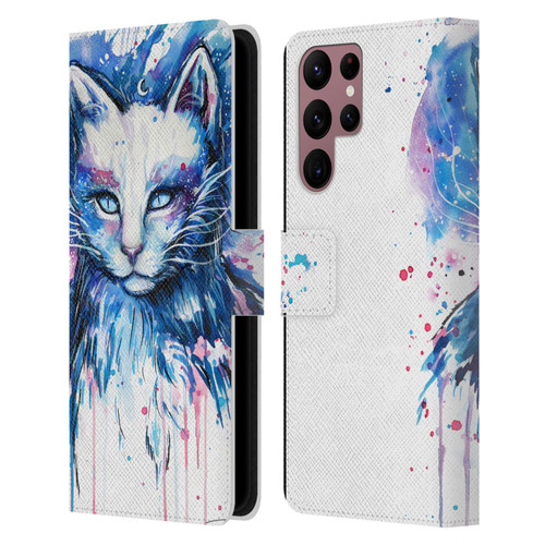 Pixie Cold Cats Space Leather Book Wallet Case Cover For Samsung Galaxy S22 Ultra 5G