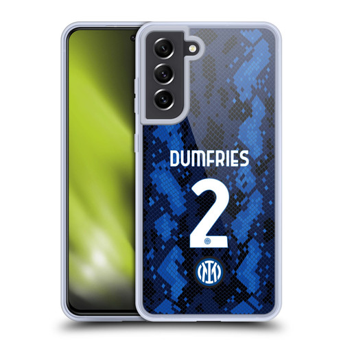 Fc Internazionale Milano 2021/22 Players Home Kit Denzel Dumfries Soft Gel Case for Samsung Galaxy S21 FE 5G & MagSafe
