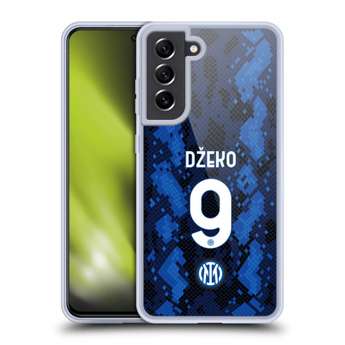 Fc Internazionale Milano 2021/22 Players Home Kit Edin Dzeko Soft Gel Case for Samsung Galaxy S21 FE 5G & MagSafe