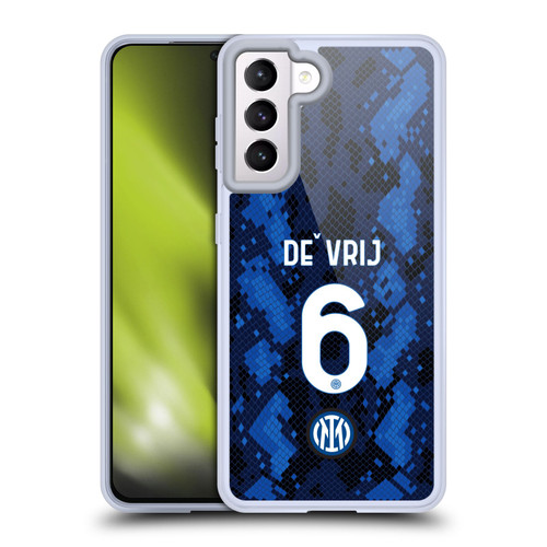Fc Internazionale Milano 2021/22 Players Home Kit Stefan de Vrij Soft Gel Case for Samsung Galaxy S21 5G & MagSafe