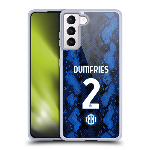 Fc Internazionale Milano 2021/22 Players Home Kit Denzel Dumfries Soft Gel Case for Samsung Galaxy S21+ 5G & MagSafe