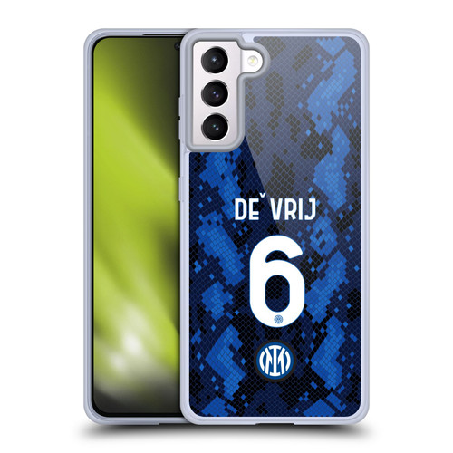 Fc Internazionale Milano 2021/22 Players Home Kit Stefan de Vrij Soft Gel Case for Samsung Galaxy S21+ 5G & MagSafe