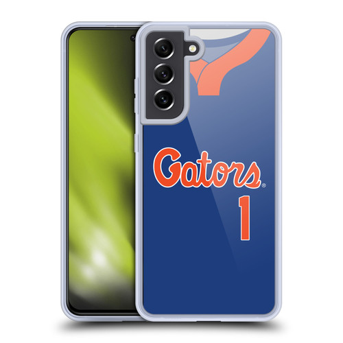 University Of Florida UF University of Florida Jersey Softball Blue Soft Gel Case for Samsung Galaxy S21 FE 5G & MagSafe