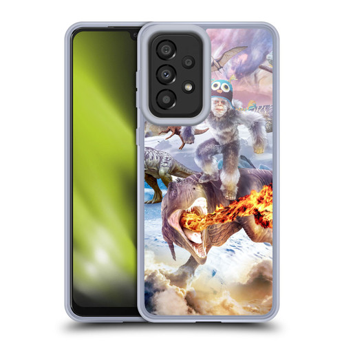 Random Galaxy Mixed Designs Monkey Riding Dinosaur Soft Gel Case for Samsung Galaxy A33 5G (2022)