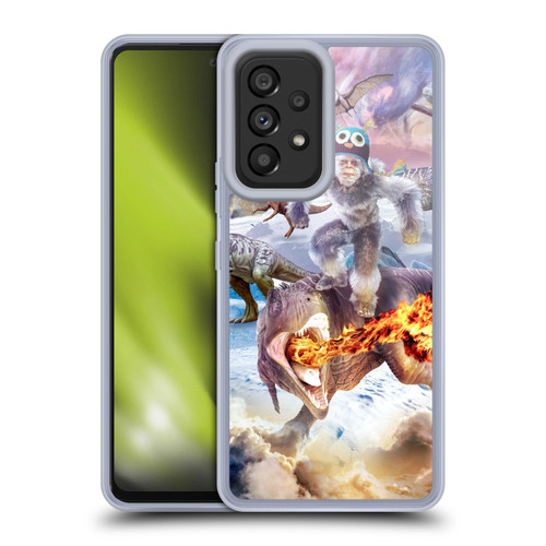 Random Galaxy Mixed Designs Monkey Riding Dinosaur Soft Gel Case for Samsung Galaxy A53 5G (2022)