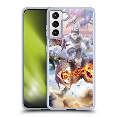 Random Galaxy Mixed Designs Monkey Riding Dinosaur Soft Gel Case for Samsung Galaxy S21+ 5G & MagSafe