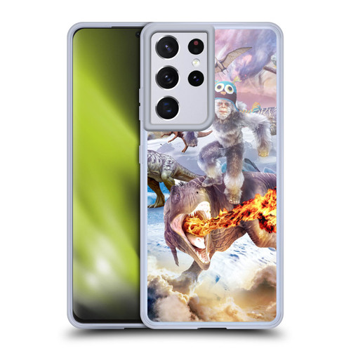 Random Galaxy Mixed Designs Monkey Riding Dinosaur Soft Gel Case for Samsung Galaxy S21 Ultra 5G & MagSafe
