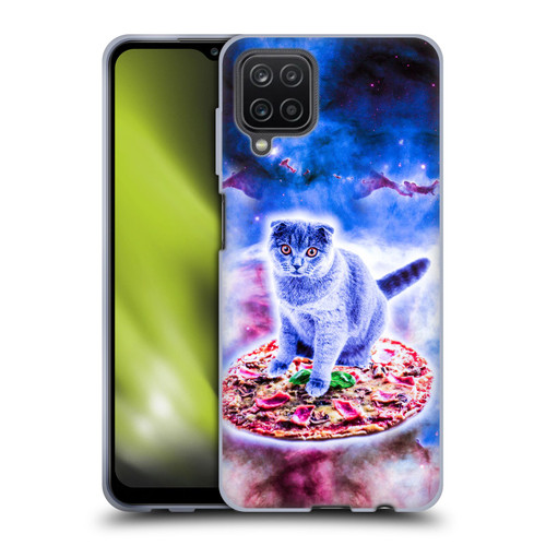 Random Galaxy Space Cat Blue Galaxy & Pizza Soft Gel Case for Samsung Galaxy A12 (2020)