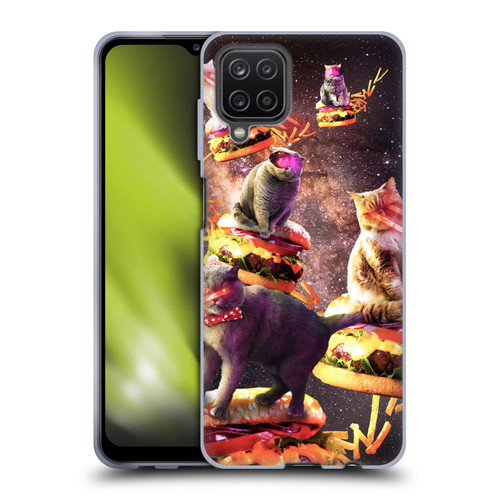 Random Galaxy Space Cat Burger & Fries Soft Gel Case for Samsung Galaxy A12 (2020)