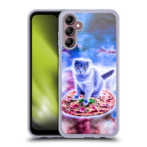 Random Galaxy Space Cat Blue Galaxy & Pizza Soft Gel Case for Samsung Galaxy A14 5G