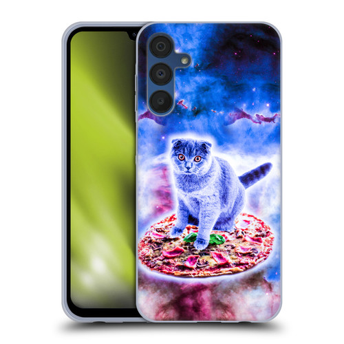Random Galaxy Space Cat Blue Galaxy & Pizza Soft Gel Case for Samsung Galaxy A15 & MagSafe