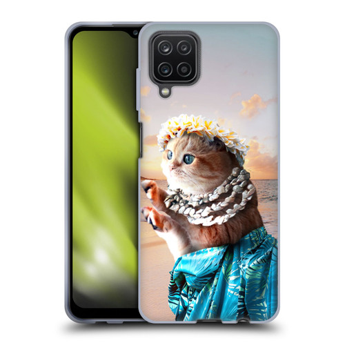 Random Galaxy Animals Aloha Hawaiian Cat Soft Gel Case for Samsung Galaxy A12 (2020)