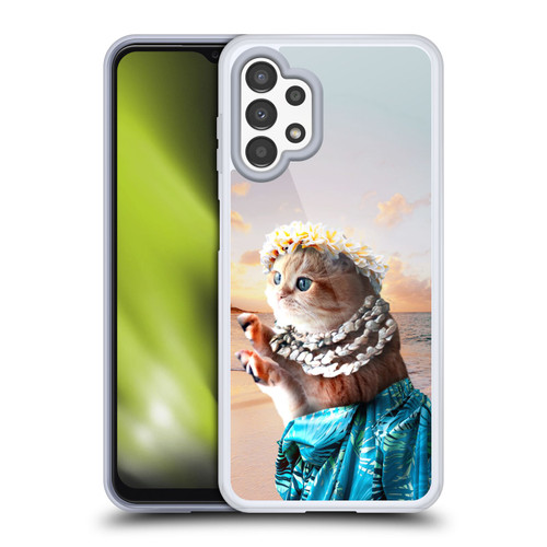 Random Galaxy Animals Aloha Hawaiian Cat Soft Gel Case for Samsung Galaxy A13 (2022)