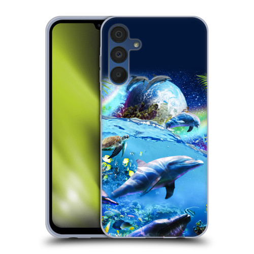 Random Galaxy Animals Galaxy Dolphins Soft Gel Case for Samsung Galaxy A15 & MagSafe