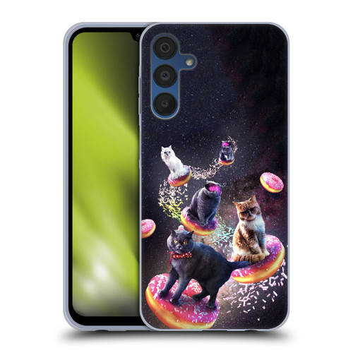 Random Galaxy Animals Space Cats Riding Donuts Soft Gel Case for Samsung Galaxy A15 & MagSafe