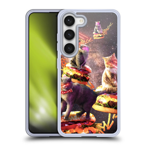 Random Galaxy Space Cat Burger & Fries Soft Gel Case for Samsung Galaxy S23 5G & MagSafe