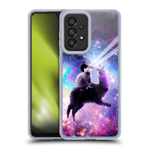 Random Galaxy Animals Laser Space Cat Riding Llama Soft Gel Case for Samsung Galaxy A33 5G (2022)