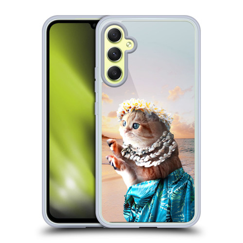 Random Galaxy Animals Aloha Hawaiian Cat Soft Gel Case for Samsung Galaxy A34 5G