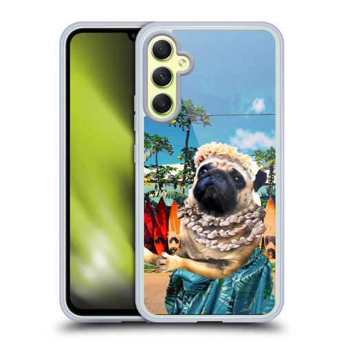 Random Galaxy Animals Aloha Hawaiian Pug Soft Gel Case for Samsung Galaxy A34 5G
