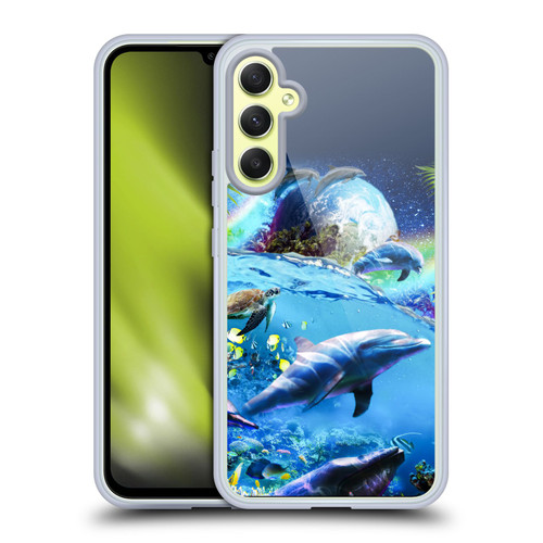 Random Galaxy Animals Galaxy Dolphins Soft Gel Case for Samsung Galaxy A34 5G