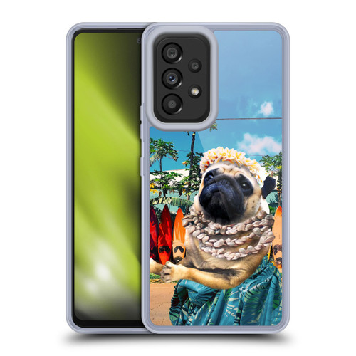 Random Galaxy Animals Aloha Hawaiian Pug Soft Gel Case for Samsung Galaxy A53 5G (2022)