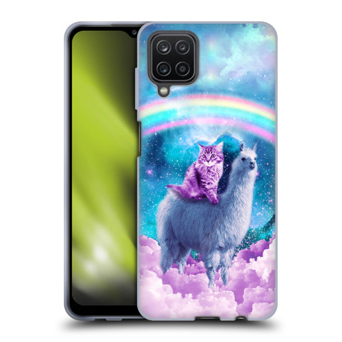 Random Galaxy Space Llama Cloudy Cat In Rainbow Soft Gel Case for Samsung Galaxy A12 (2020)