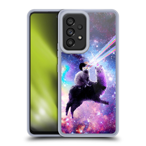 Random Galaxy Animals Laser Space Cat Riding Llama Soft Gel Case for Samsung Galaxy A53 5G (2022)