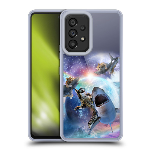 Random Galaxy Animals Space Cat Riding Shark Soft Gel Case for Samsung Galaxy A53 5G (2022)