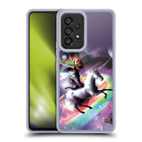 Random Galaxy Animals Space Cat Riding Unicorn Soft Gel Case for Samsung Galaxy A53 5G (2022)