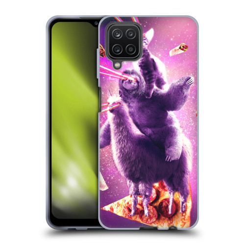 Random Galaxy Space Llama Sloth & Cat Lazer Eyes 2 Soft Gel Case for Samsung Galaxy A12 (2020)
